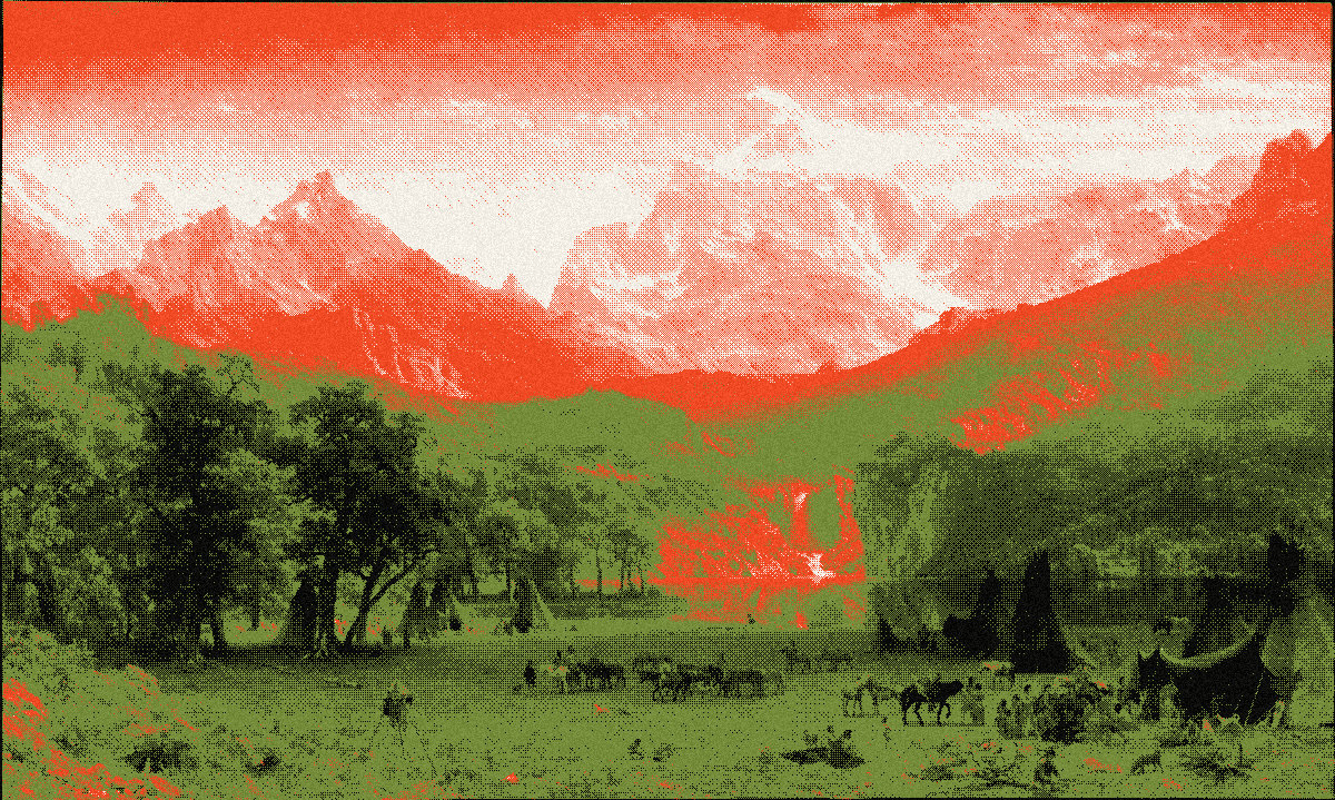 Bierstadt's Rocky Mountains, Lander's Peak, rendered in the Milo National Park recipe