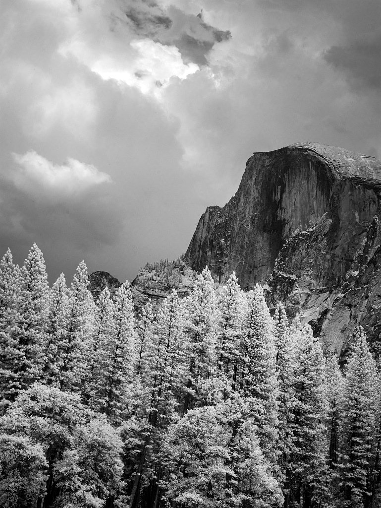 Half Dome, animated: Nous treatment with print-glitch bursts